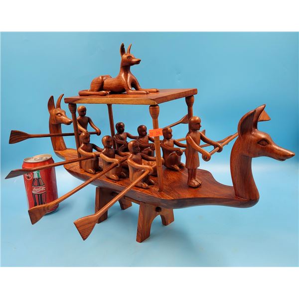 VTG Wooden Egyptian Funerary Boat Sculpture