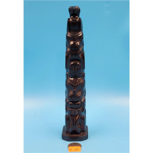 Hand Carved Argillite Tahnoo Totem Pole Replica