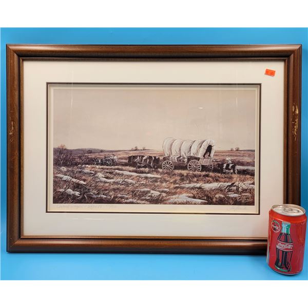 Framed & Signed "Covered Wagon" Print By Crittenden - Expo 86 - 135/950