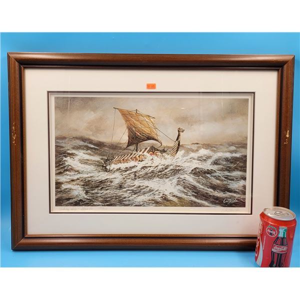 Framed & Signed "Viking Ship" Print By Crittenden - Expo 86 - 135/950