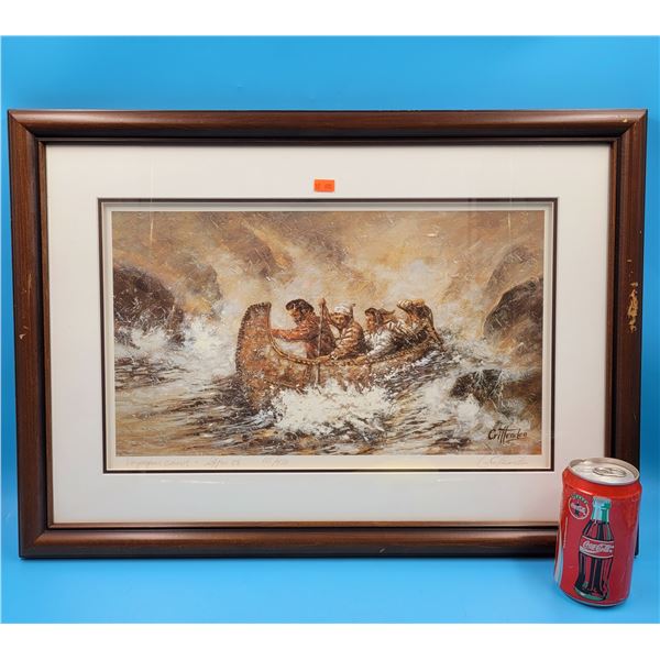 Framed & Signed "Voyageur Canoe" Print By Crittenden - Expo 86 - 135/950