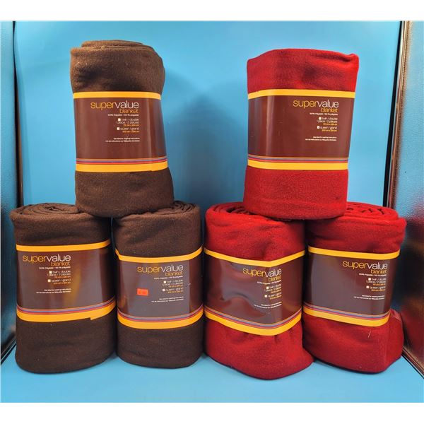 3 Red & 3 Brown Super Value Blankets