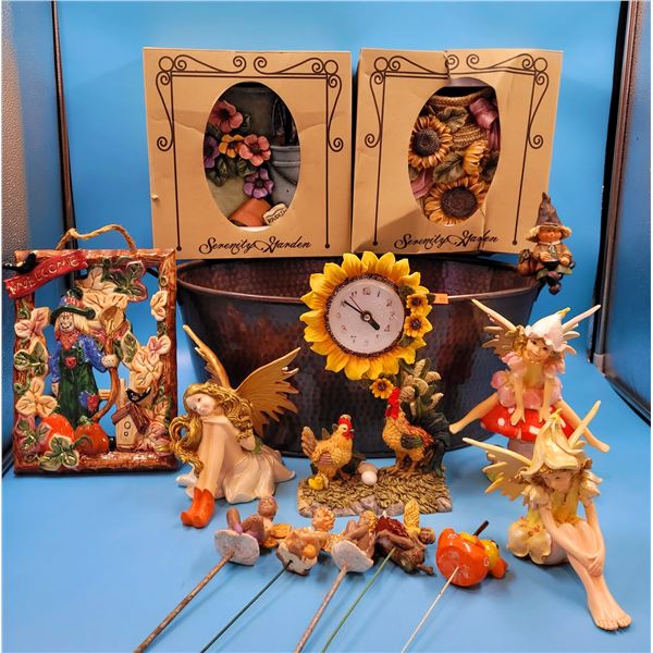 Garden Decor Lot w/ Figurines & More