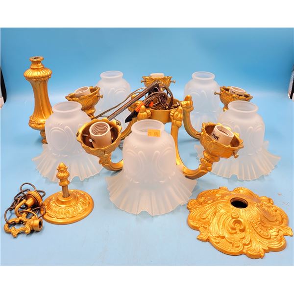 Brass Colored Metal Chandelier