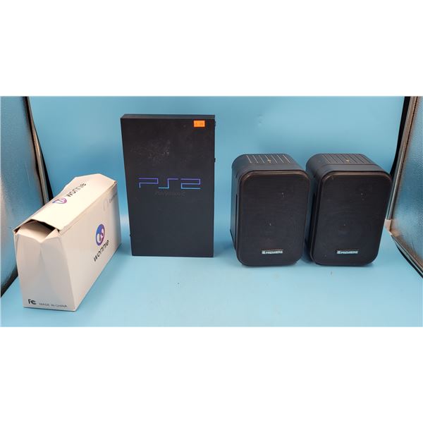 Playstation 2, Wonnie Earphones & Pair Of Premiere Speakers