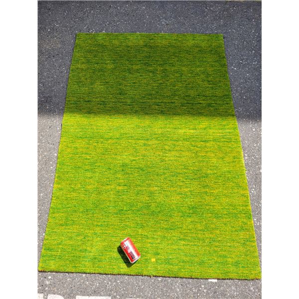 Green Solid Gabbeh Wool Carpet Made In India 6'0 x 4'0