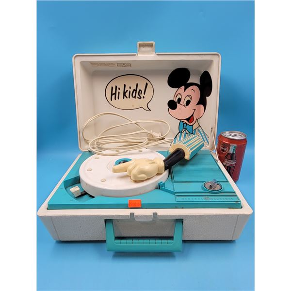 VTG General Electric Mickey Mouse "Concert Hall" Suitcase Record Player (Tested & Working)