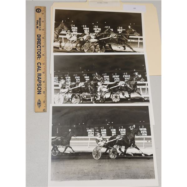 Harness Racing, Featuring Horse Shower Power, Meadowlands Racetrack, 3 Photos