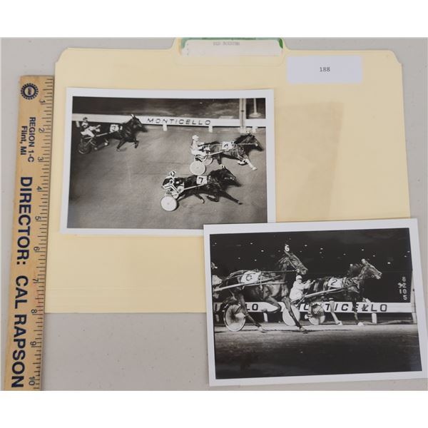 Harness Racing, Featuring Horse Old Soldier, Monticello Raceway, 2 Photos