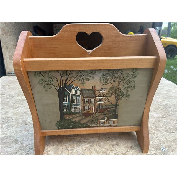 Hand painted wooden magazine Rack