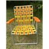 Image 1 : Vintage aluminum summer fold up chair - orange yellow 1