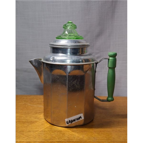Uranium glass lid Aluminim coffee Pot