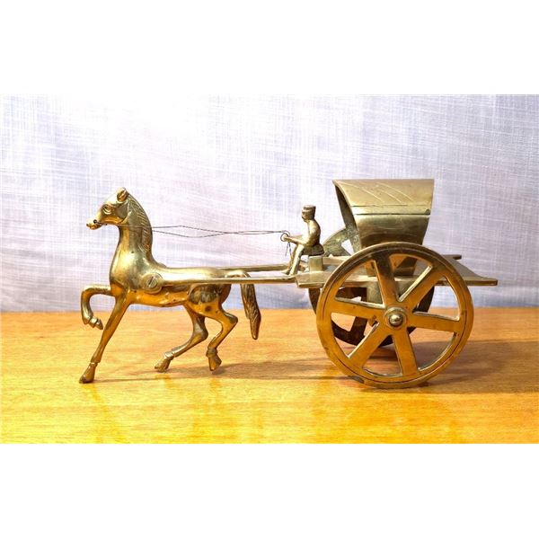 solid Brass Horse chariot & Driver