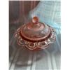 Image 1 : Pink Depression Glass Container with Lid