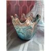 Image 1 : Blown Glass Crown Shaped Vase Blue with speckles of gold