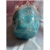 Image 4 : Blown Glass Crown Shaped Vase Blue with speckles of gold