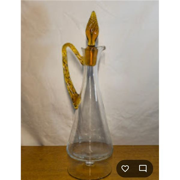 amber and Clear Glass Dispenser with lids