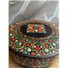 Image 2 : Vintage Good Jewelry Box Colorfuk Round cookie Tin , Powder Puff