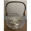Image 5 : Crystal glass Basket with brass handle, blown heavy glass fruit ( pears and grapes)