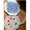 Image 2 : Large Game board 7 in one - Crokinole, Michigan Rummy, checkers, Snakes N Ladders, Chess, patches, B