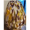 Image 4 : Large thick blown glass multi color browns, yellows, purple, white , color vase