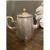 Image 3 : Variety of vintage aluminum teapots , glass coffee dispenser, instant coffee dispenser, blue Melmac 