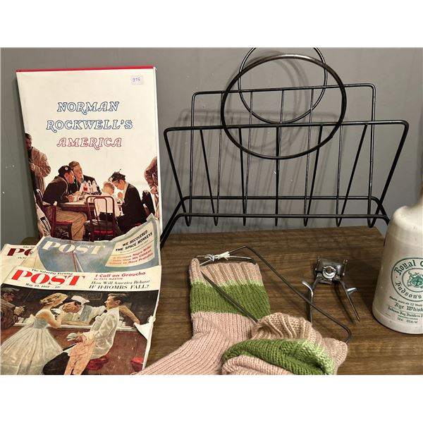 POST vintage Mags 1956-60, Norman Rockwell hard Back Book, vintage Magazije Rack