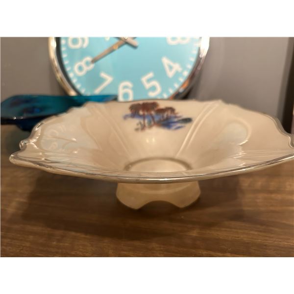 Original 50s style fruit bowl, Cobalt blue triangle glassware Oversize blue wall clock