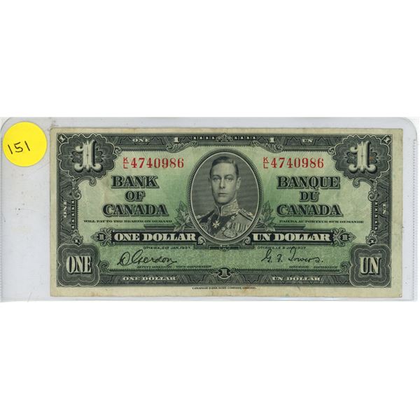 1937 Canadian One Dollar.