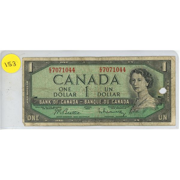 1954 Canadian One Dollar.