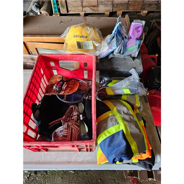 Crate of Safety Gear/Skidoo Hat
