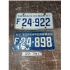 Image 1 : 1 Saskatchewan 1961 and 1 Saskatchewan 1962 License Plates