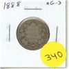 Image 1 : 1888 Canadian Victorian Silver 25 Cents. aG-3 with readable date.