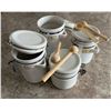 Image 1 : Kitchen heavy ceramic sealing canisters x 4. Flour, sugar, coffee, tea.