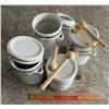 Image 2 : Kitchen heavy ceramic sealing canisters x 4. Flour, sugar, coffee, tea.