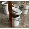 Image 3 : Kitchen heavy ceramic sealing canisters x 4. Flour, sugar, coffee, tea.
