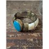 Image 4 : Peacock Metal Holder w/ Glass bowl and turquoise and bone bracelet (Great Condition)