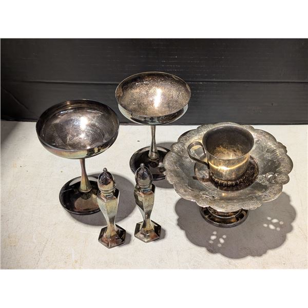 Lot of Silver Plated Items (goblets, Salt and Pepper, and etc.)