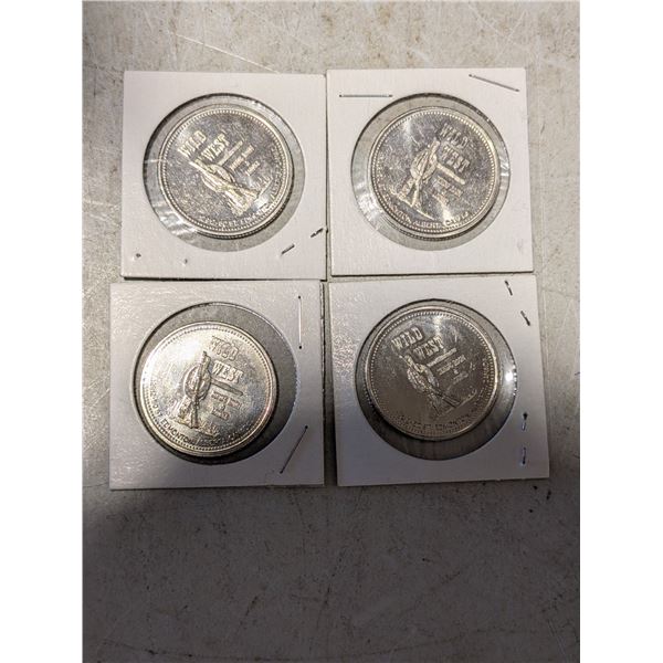 (4) Edmonton Alberta Wild West Dinning Room and Lounge 2 Dollar Coins (1983)