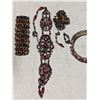 Image 3 : 2.75" Diameter Gemstone Bracelet -47mm Platinum and Garnet brooch - Pair of earrings