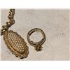 Image 6 : 12"- Necklace Fine Gold Chain w/ Gold Topaz Stones/Nina Ricci Ring Expandable