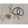 Image 1 : 11" gold Chain w/ Silver Gold 2 "Heart Pendant /14KT -Chain gold Plate