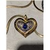 Image 2 : 11" gold Chain w/ Silver Gold 2 "Heart Pendant /14KT -Chain gold Plate