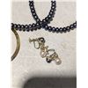 Image 3 : 11" gold Chain w/ Silver Gold 2 "Heart Pendant /14KT -Chain gold Plate