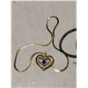Image 5 : 11" gold Chain w/ Silver Gold 2 "Heart Pendant /14KT -Chain gold Plate