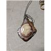 Image 2 : Italian Made Pendant on Brown Sea Glass w/ Pearls and earrings