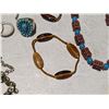 Image 8 : 8" beaded Necklace - 2 art glass Bracelets- 3" Bangle, Silver Brooch, and Variety of rings