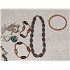 Image 9 : 8" beaded Necklace - 2 art glass Bracelets- 3" Bangle, Silver Brooch, and Variety of rings