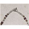 Image 5 : Silver Chains 9"-L .925 Silver Crystal + Amethyst Necklace .925 Brooch + Earrings