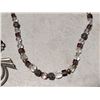 Image 6 : Silver Chains 9"-L .925 Silver Crystal + Amethyst Necklace .925 Brooch + Earrings